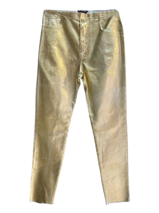 Tom Ford Womens Gold Coated Denim Pants