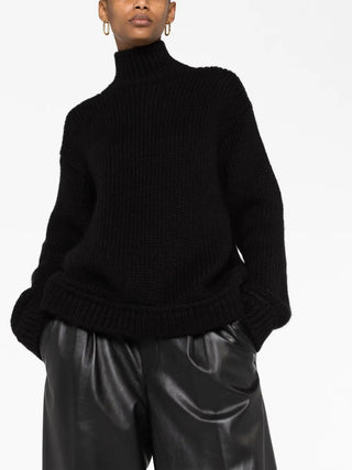 Tom Ford Womens Roll Neck Knitted Wool Sweater In Black