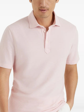 Brunello Cucinelli Light Pink Cotton Pique Polo Shirt