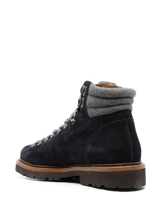 Brunello Cucinelli New Mens Suede Ankle Hiking Boots in Dark Blue