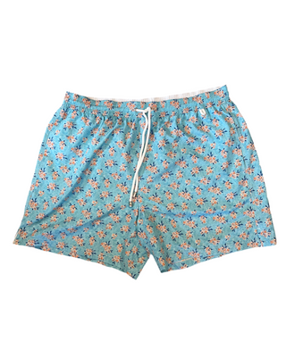 Isaia Mens Light Blue Floral Swim Trunks