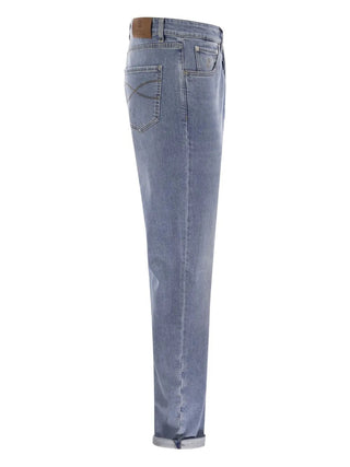 Brunello Cucinelli Mens Cotton Leisure Fit Light Wash Denim Jean
