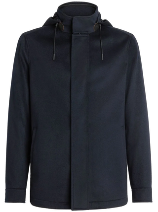 Zegna Mens Navy Cashmere Parka Jacket