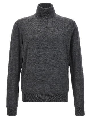 Tom Ford Mens Wool Turtleneck Light Charcoal Sweater