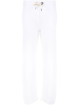 Brunello Cucinelli Women's White Ribbed Knit Jogger Pant