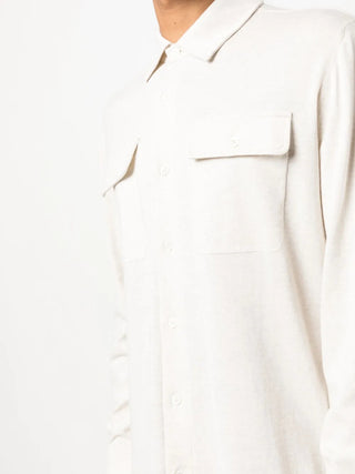Brunello Cucinelli New Mens Long Sleeve Beige Cotton Casual Shirt