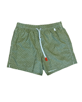 Isaia Mens Green Abstract Pattern Swim Trunk