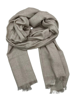 Brunello Cucinelli Cashmere Silk Beige Pink Sand Metallic Blend Women's Scarf