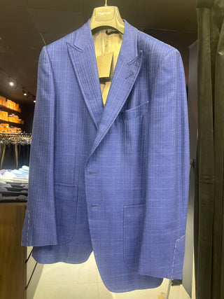 Tom Ford Men’s Blue 61% Silk, 22% Cotton, & 17% Silk Fit Y Jacket