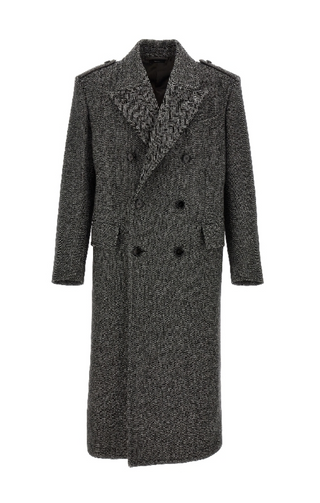 Tom Ford Mens Wool Coat In Black/White