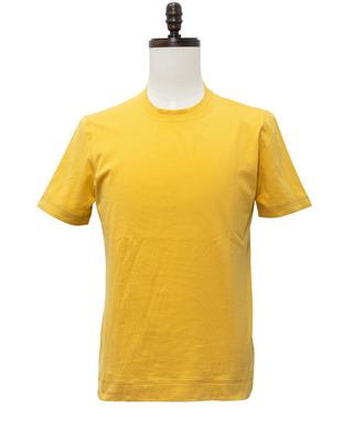 Brunello Cucinelli Mens New Solid Yellow Crew Neck Cotton Tee Shirt