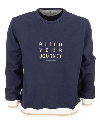Brunello Cucinelli Mens Graphic Navy Sweater