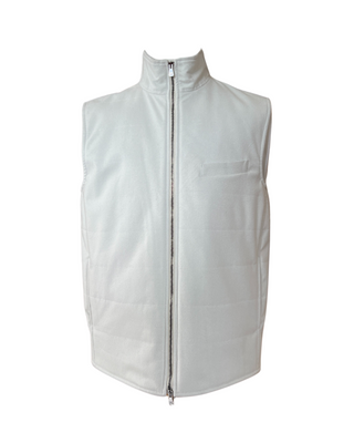 Isaia Mens White Wool Cashmere Zipper Vest Jacket
