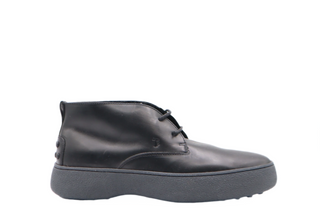 Tods Mens Black Leather Gommino Ankle Boot Shoe