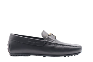 Tods Mens Black Gommino Driver Shoe with T Strap
