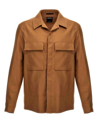 Zegna Mens Caramel Brown Linen Jacket