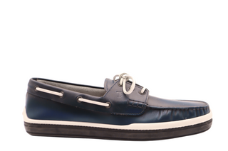 Tods Men's Light Baltic Blue White Trim Leather Marlin Hyannisport Loafers