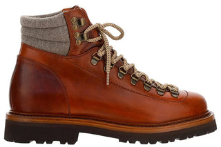 Brunello Cucinelli Mens Lace-Up Round-Toe Brown Distressed Boots