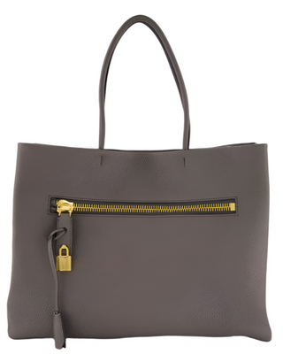 Tom Ford Womens Grain Grey Leather Large Tote Bag