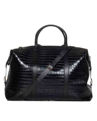 Tom Ford Mens  Croc-Stamped Leather Holdall