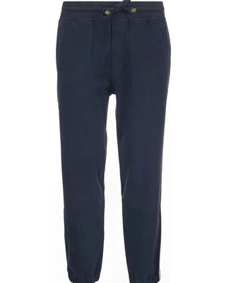 Brunello Cucinelli Mens Drawstring Slim-Cut Track Pants in Navy