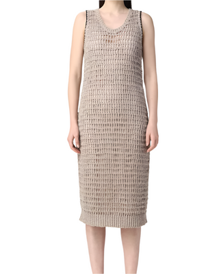 Brunello Cucinelli Women's Open Knit Maxi Dress In Beige