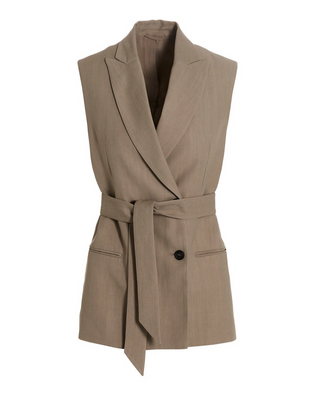 Brunello Cucinelli Women's Double Breast Belted Vest In Beige