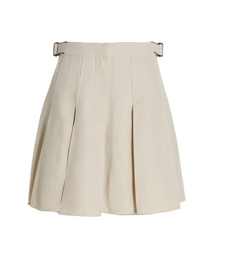 Brunello Cucinelli Womens White Buckle Detailed Pleated Skirt