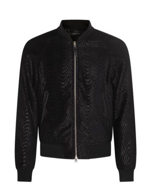 Tom Ford Mens Wave Jacquard Bomber Jacket in Black