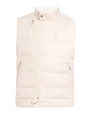 Brunello Cucinelli Men's New Linen Wool & Silk Down Vest