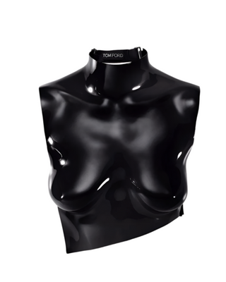 Tom Ford Womens SIGNED Chrome Acrylic Anatomical Breastplate In Black