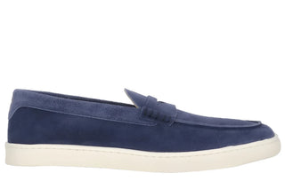 Brunello Cucinelli Mens Almond-Toe Slip-On Loafers in Deep Blue