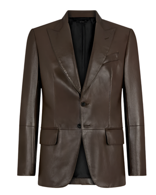 Tom Ford Mens Shiny Nappa Plonge Sartorial Blazer in Brown