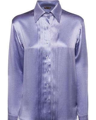 Tom Ford Womens Lilac Pleated Silk Shirt