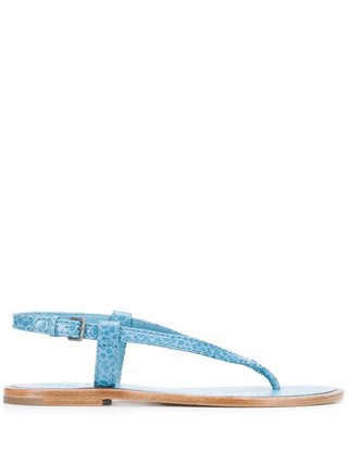 Brunello Cucinelli Women's Embossed Leather Sandals In Blue