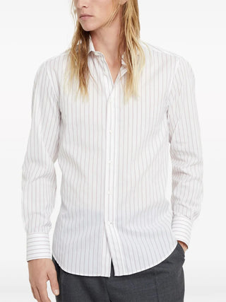Brunello Cucinelli Mens Shirt In WHITE+RED