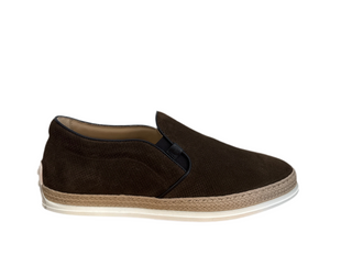 TODS MENS Brown Textured Suede Espadrilles