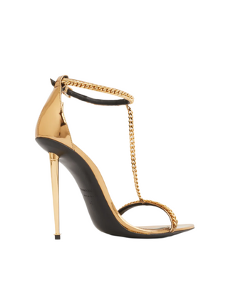 Tom Ford Womens Leather Heeled Sandals In Gold