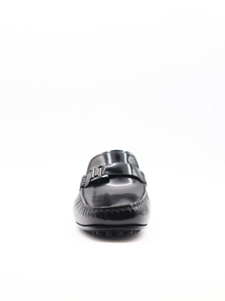 Tods Mens Black Leather Side Strap Logo Gommino Driver Shoe