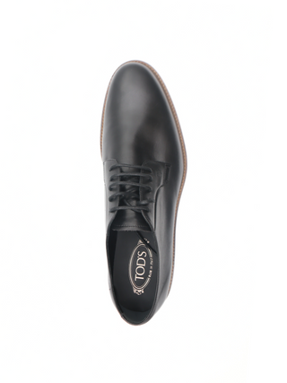 Tods Mens Black Leather Derby Lace Up Casual Shoe