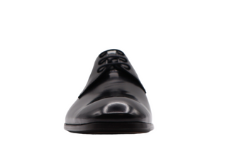 Tods Mens Black Shiny Lace Up Moccassin Derby Dress Shoe