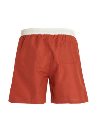 Brunello Cucinelli Men’s Orange White Logo-Embroidered Swim Shorts