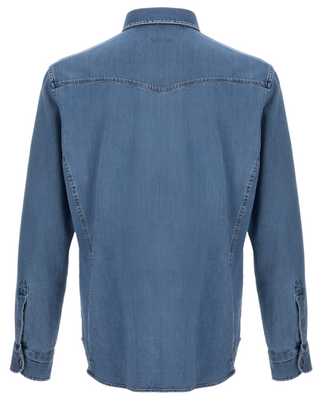 Tom Ford Mens Twill Western Shirt in Denim Blue