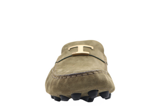 Tods Mens Green Suede Gold T Gommino Driver Shoes