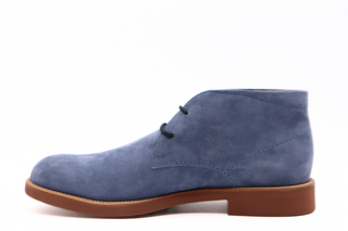 Tods Mens Light Blue Suede Lace Up Ankle Boots with Brown Sole