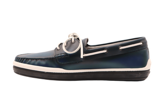 Tods Men's Light Baltic Blue White Trim Leather Marlin Hyannisport Loafers