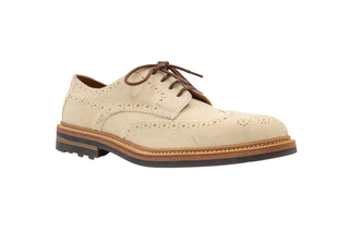 Brunello Cucinelli New Mens Cream Leather Wingtip Brogue Shoes