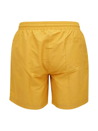 Brunello Cucinelli Mens Yellow Logo-Embroidered Swim Shorts