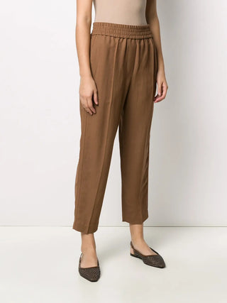 Brunello Cucinelli Womens Beige Viscose & Linen Trousers