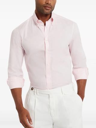 Brunello Cucinelli Mens Slim Fit Pink Dress Shirt